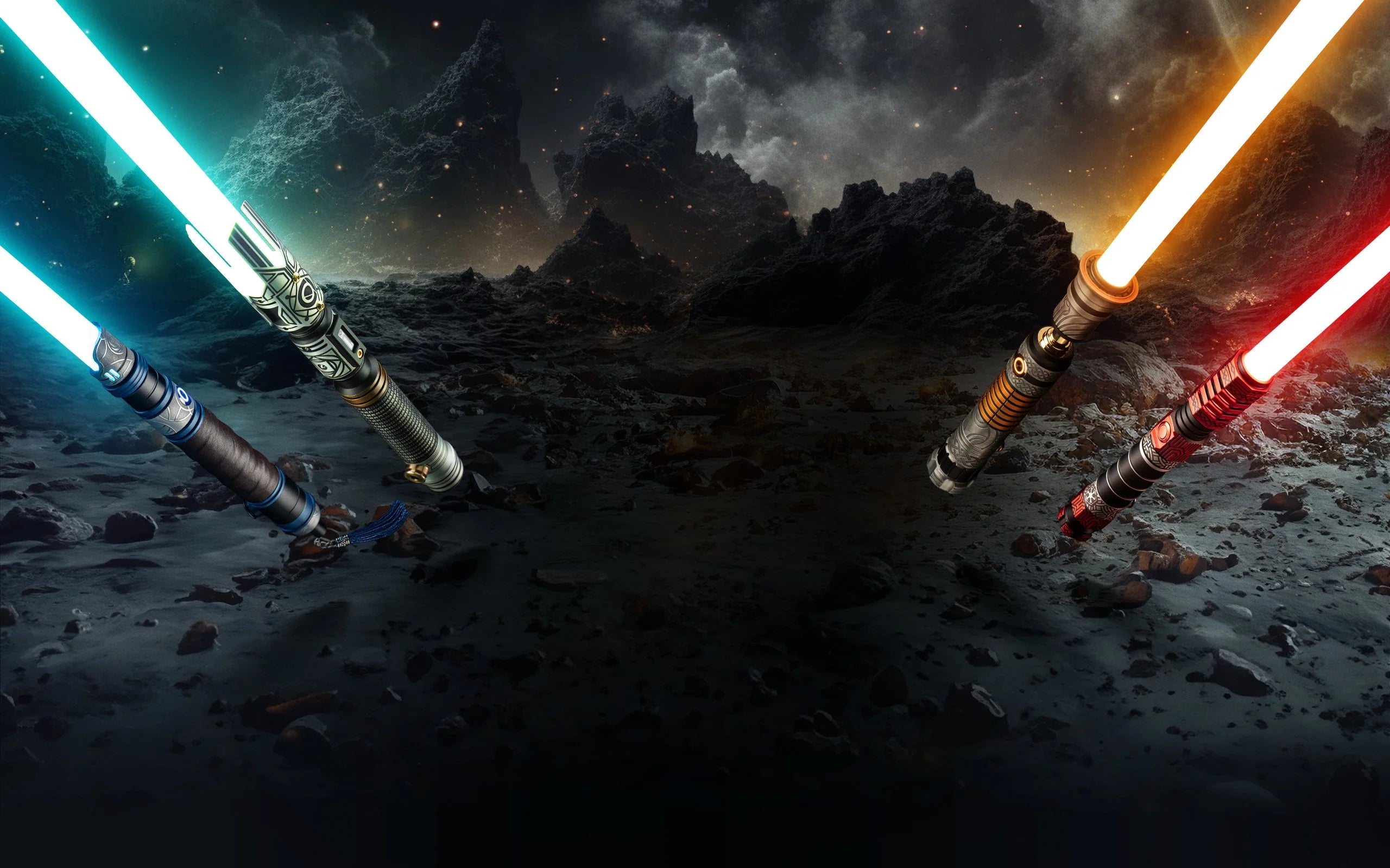 Background with lightsabers